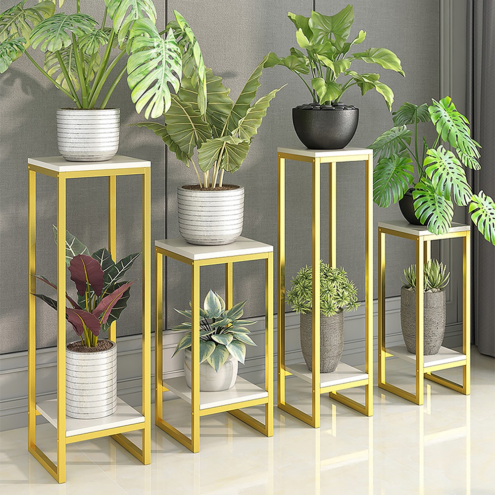 2 layer elegant metal plant rack, white flowerpot rack, suitable for ...