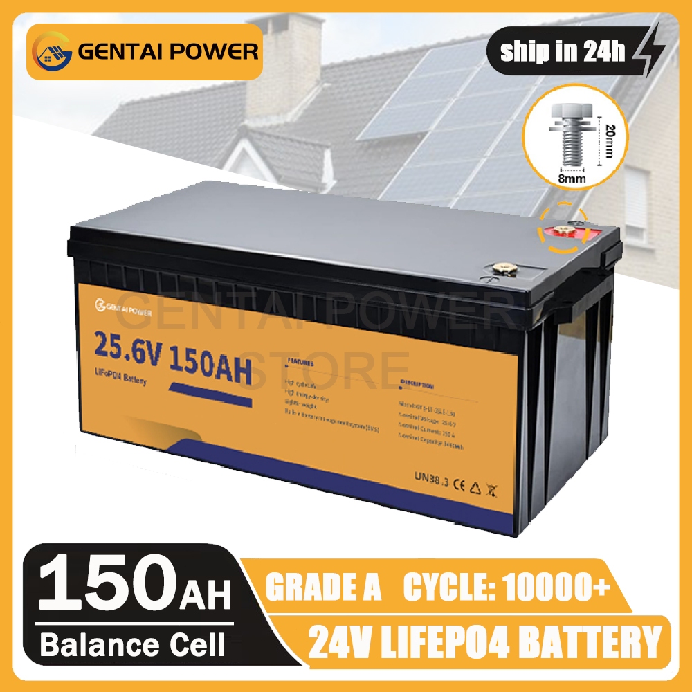 GENTAI Lifepo4 Battery 24V150Ah Lithium Solar Battery with 150A BMS ...