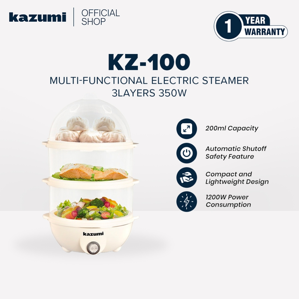 KAZUMI KZ-100 Multi-Functional Steamer 2 & 3 Layers 350W Boiler Cooker ...