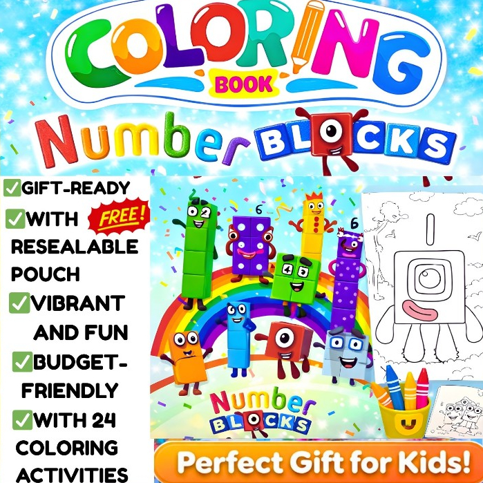 Numberblocks Coloring Book for Kids with FREE Resealable Pouch Gift ...
