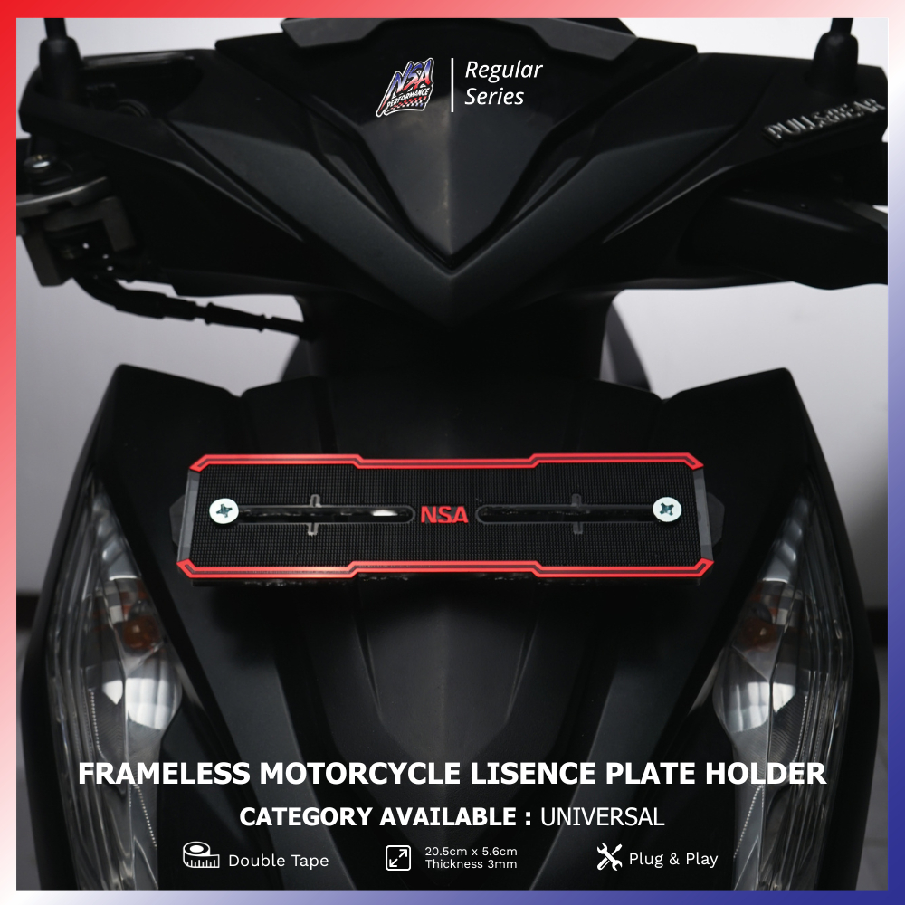 NSA FRAMELESS MOTORCYCLE LICENSE PLATE HOLDER – UNIVERSAL PLATE BRACKET ...
