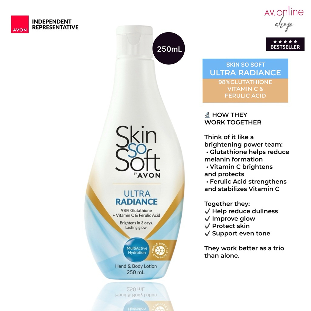 AVON Skin So Soft Ultra Radiance With 4x Glutathione Hand & Body Lotion 100  ML