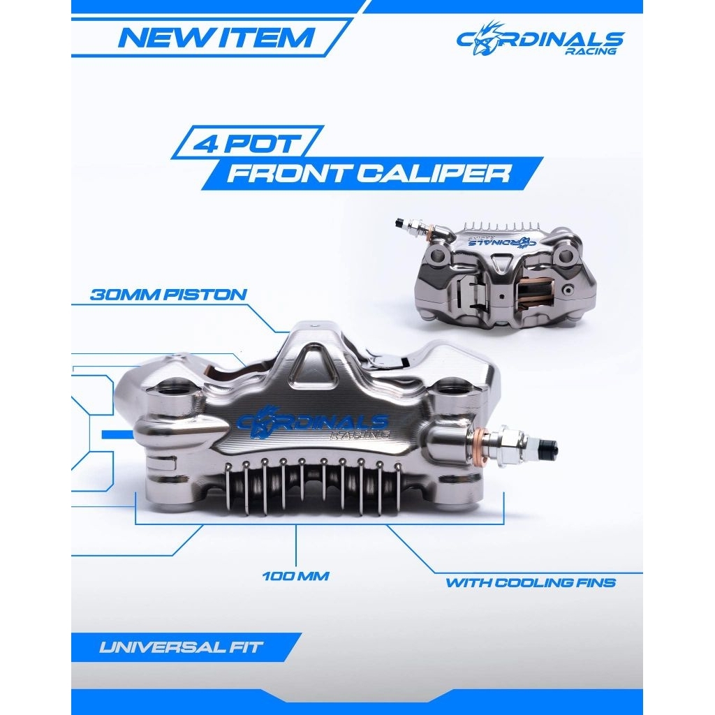 CARDINALS RACING 4 POT RADIAL CALIPER WITH COOLING FINS | Shopee ...