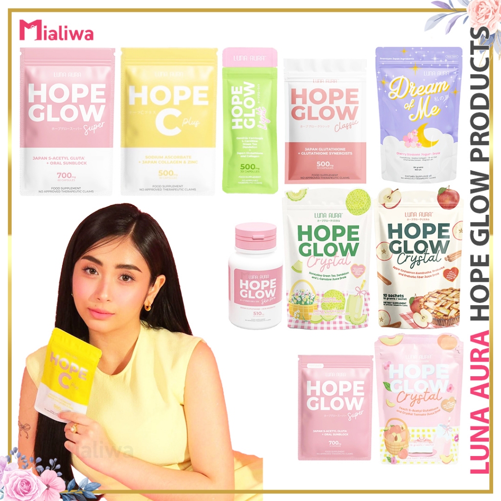 Luna Aura Hope Glow Glutathione Capsules Hope C Skin Pro HG Crystal Gluta  Juice Dream Of Me Yogurt