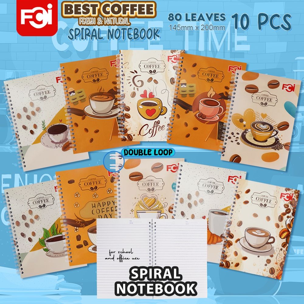 FCI SPIRAL NOTEBOOK DOUBLE LOOP 10PCS ASSORTED DESIGN 80leaves 10pcs ...