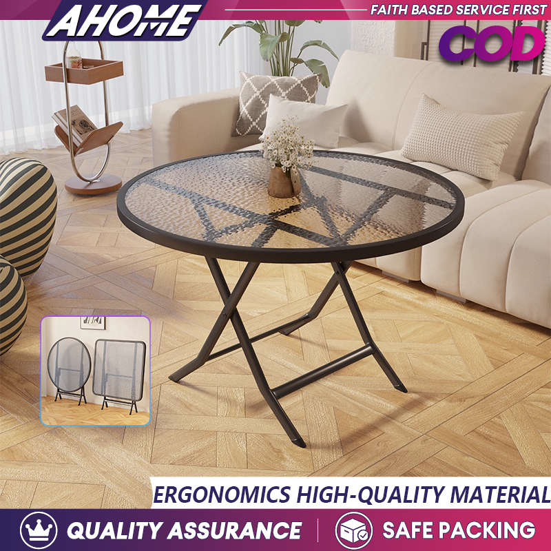 Balcony Desk Folding Glass Table Wipe Clean Coffee Table Shop Dining ...