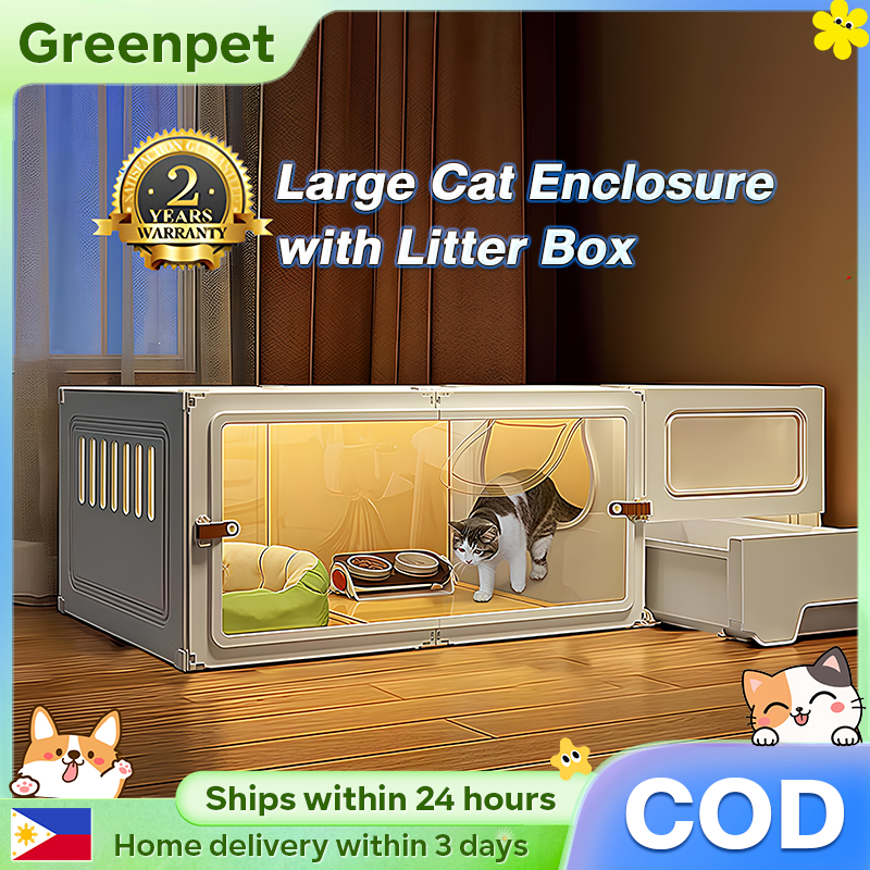 Cat Cage with Litter Box 4 Tier Modular Cage for Cat Large Pet Villa ...
