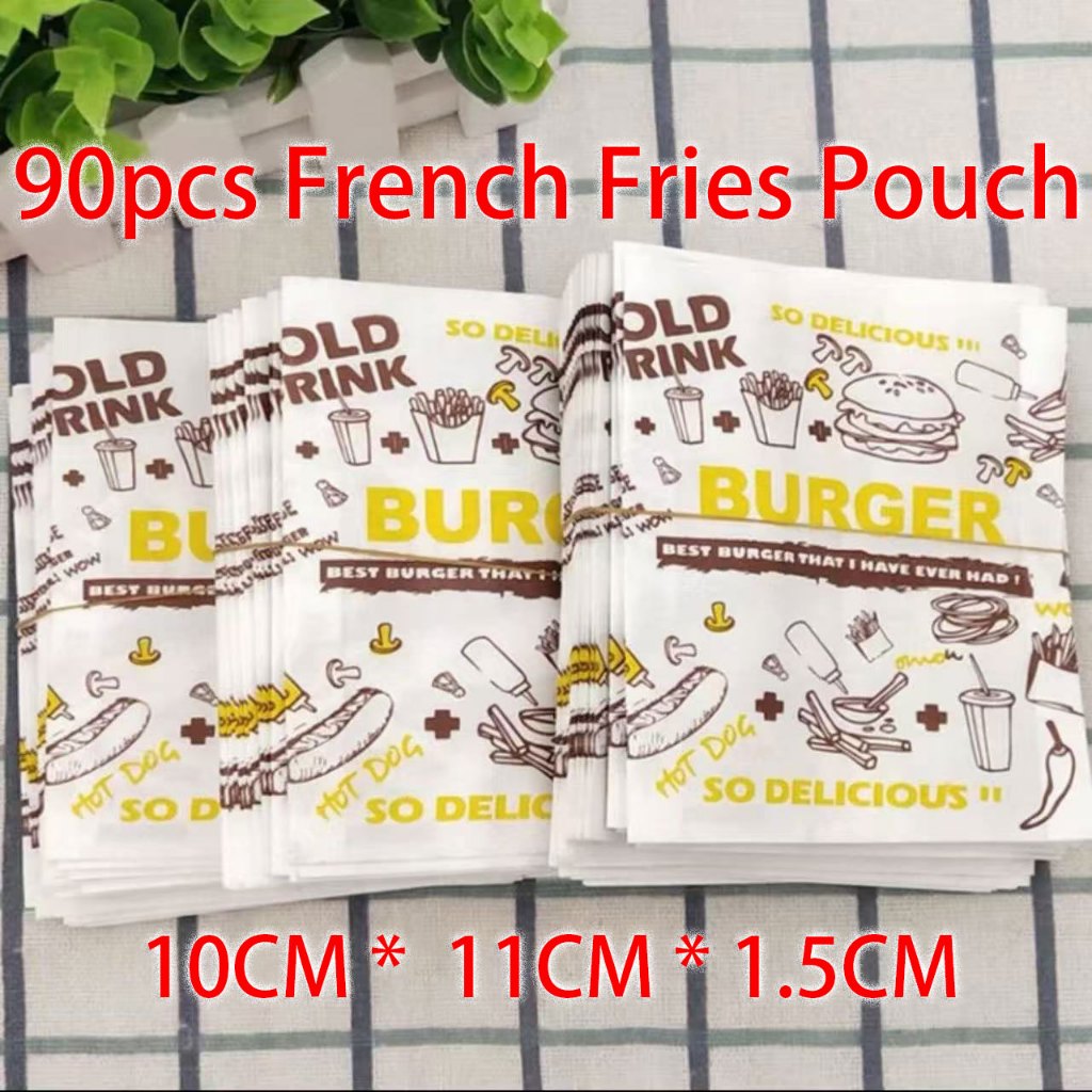 90pcs Fries Paper Holder Fries Pouch Shawarma Burger Wrapper ...