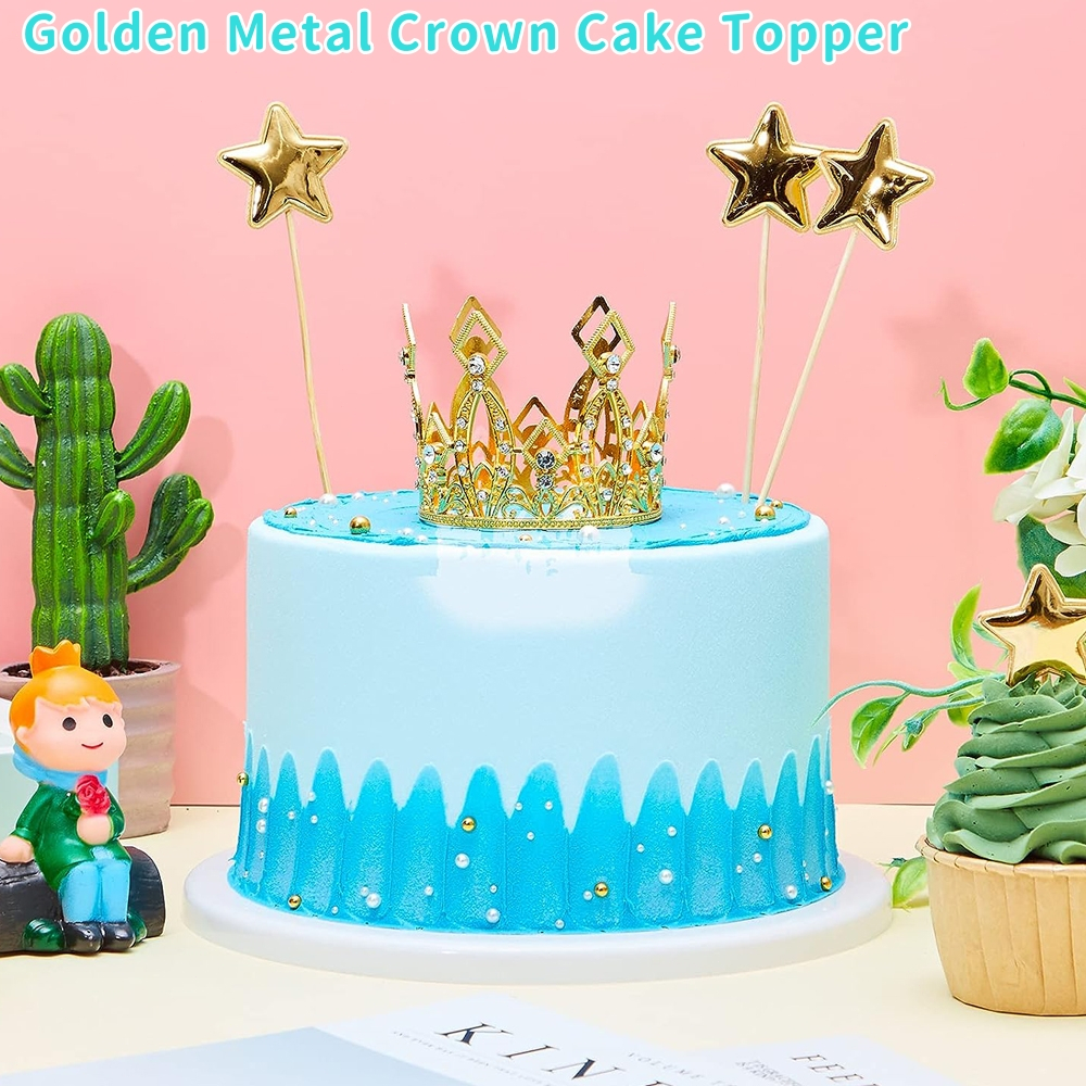 Golden Metal Crown Cake Topper Kids Birthday Crown Cake Decoration ...