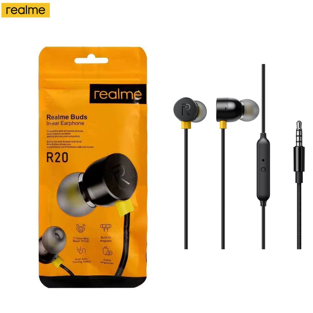 Realme R20 R40 Realme Earphone Buds 3.5mm In-Ear Wired Headset | Shopee ...