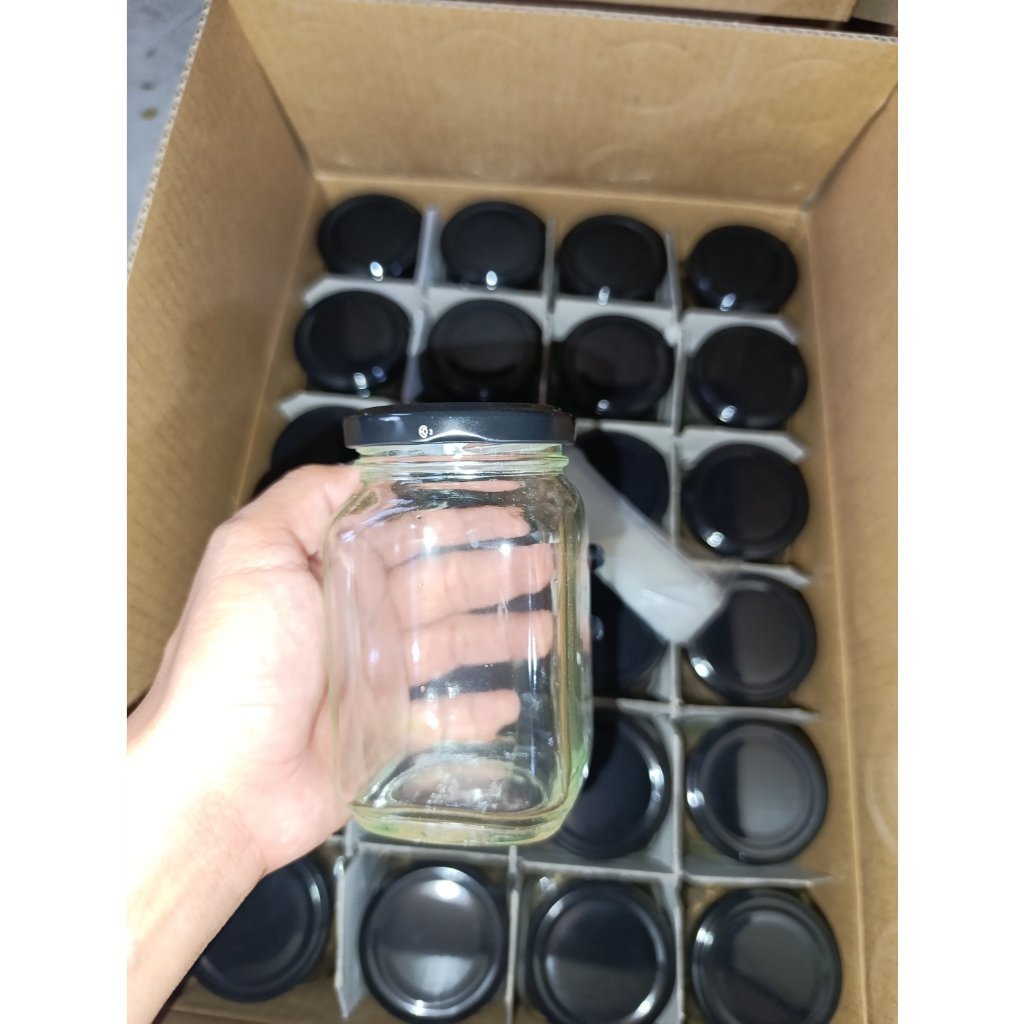 250ml M7438 Square Glass Jar with Caps and FREE Seals SMY Brand ...
