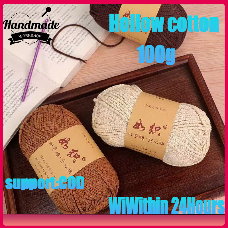 Crochet Yarn Hollow Hand Knitted DIY Hollow Cotton Cord Wrapped Round ...