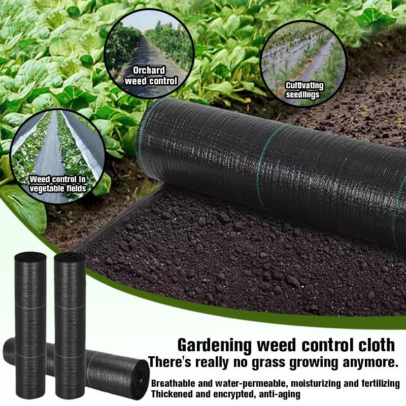 50/100/200M Weed Control Barrier Fabric Weeding Cloth Black Degradable ...