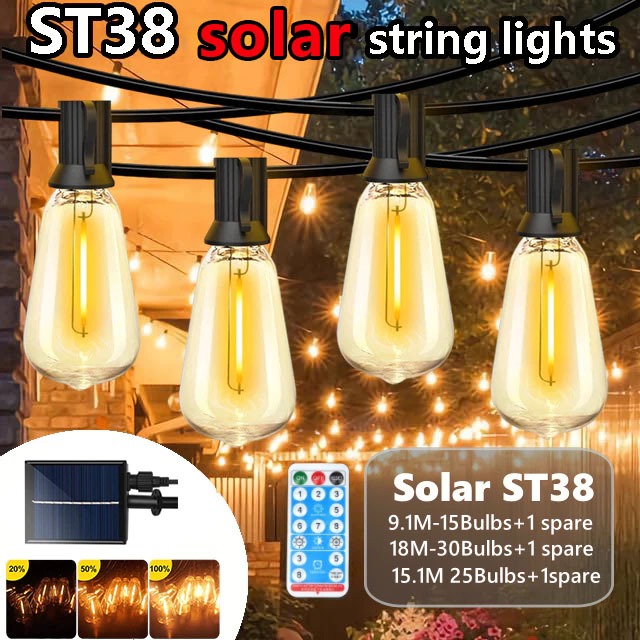 【Free gifts】Solar Light Light Outdoor Waterproof ST38/G40 String Lights ...