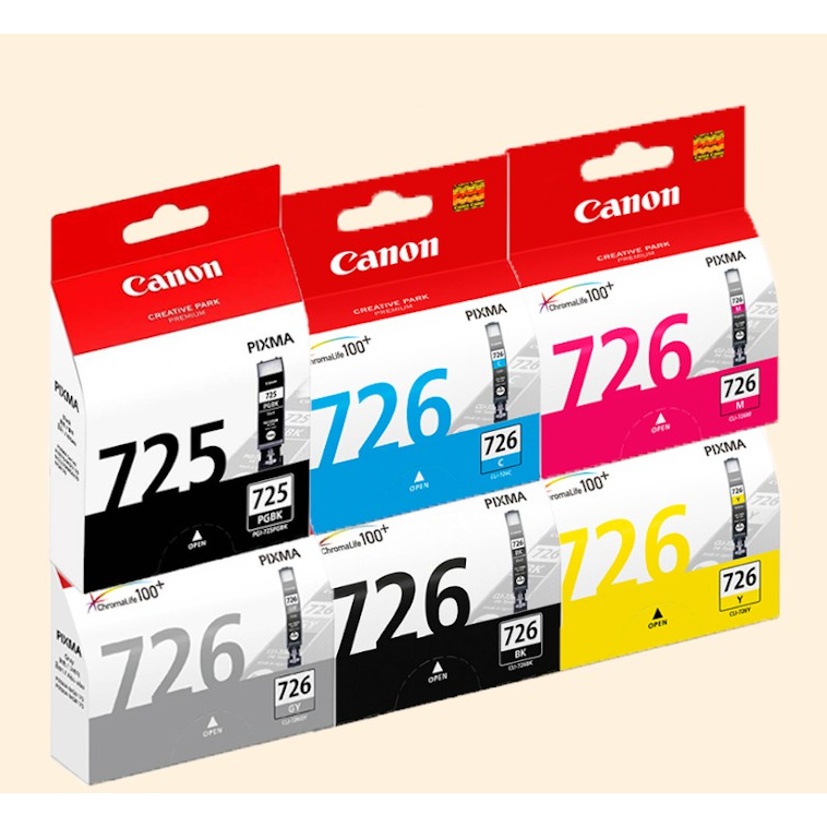 Canon 726 Ink Cartridge Set (Black, Cyan, Magenta, Yellow, Gray) for ...