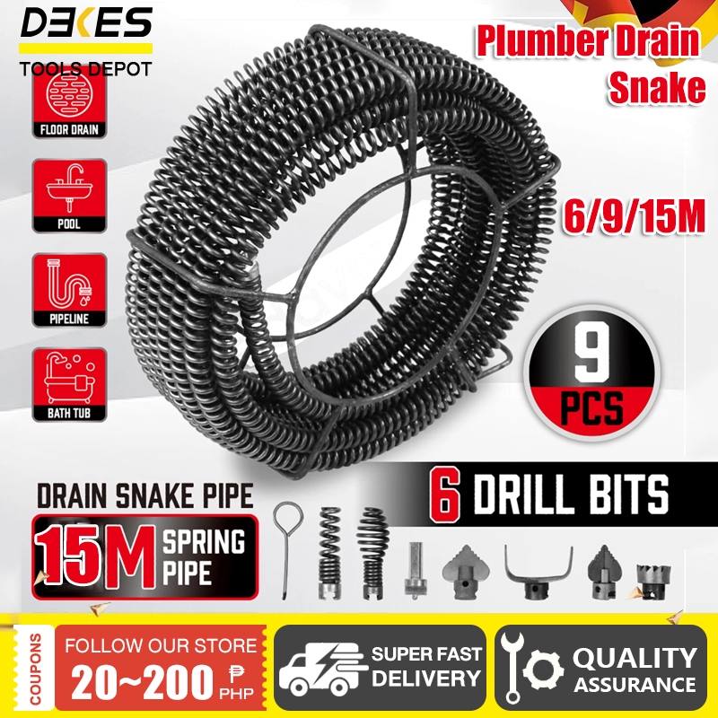 6/9/15M Sewer Dredging Spring Electric Drill Drain Cleaner Machine ...