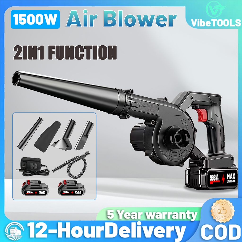 Cordless Blower Blowing Suction 2 in 1 Portable Vacuum Cleaner 1500W ...