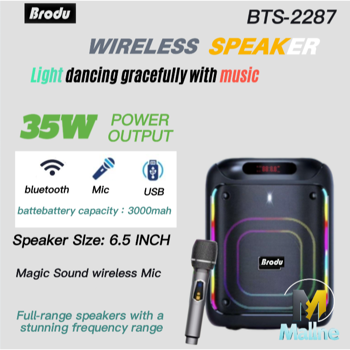 Brudo BTS-2287 IKARAOKE BOX Professional System Bluetooh Speaker With ...