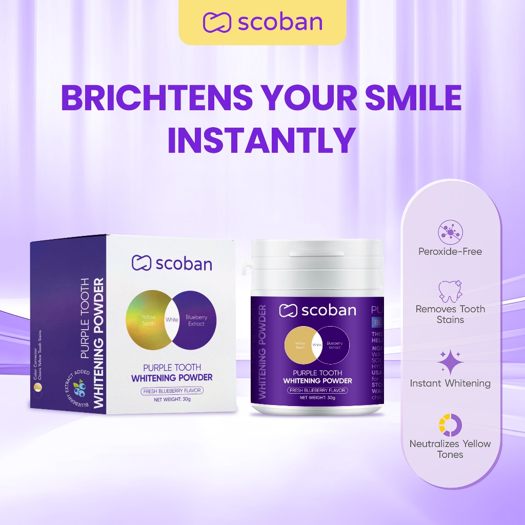 Scoban Purple Color Repair Whitening Tooth Powder Fresh Breath 30g ...