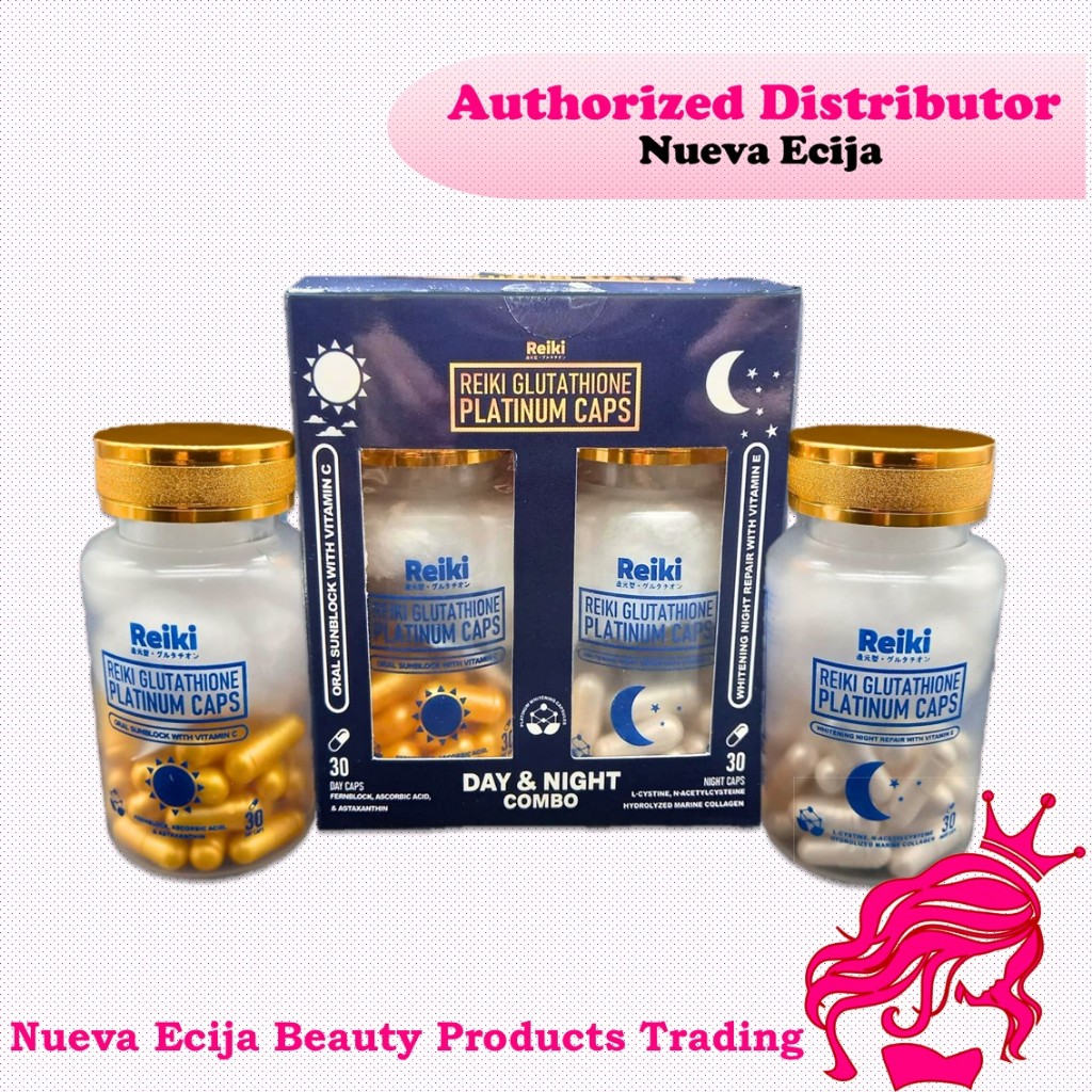 Reiki Glutathione Platinum Caps + Oral Sunscreen Capsule Combo 2-in-1 Whitening Skin Solution