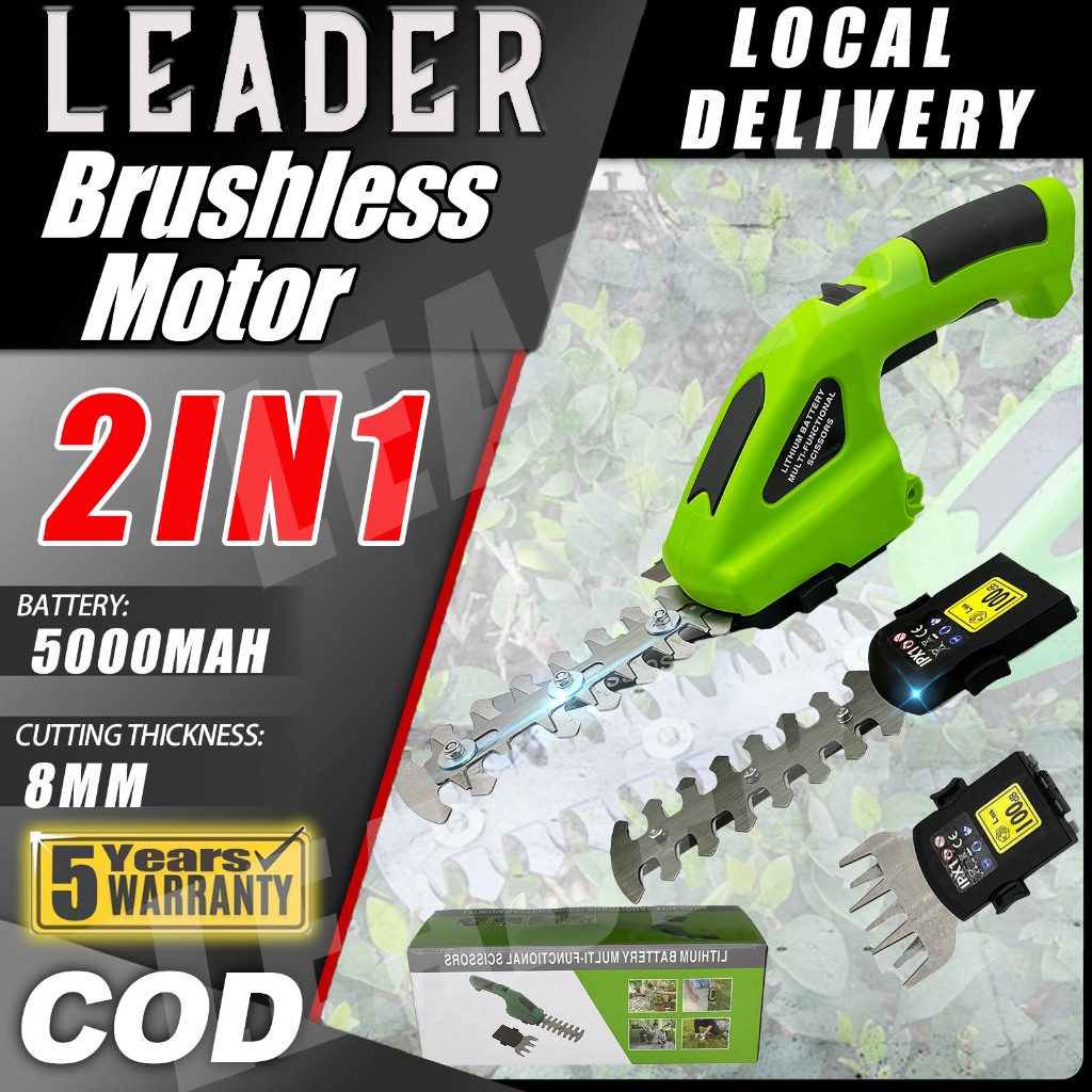 LEADE 2IN1 Cordless Hedge Trimmer 10V Electric Grass&Shrub Shear ...