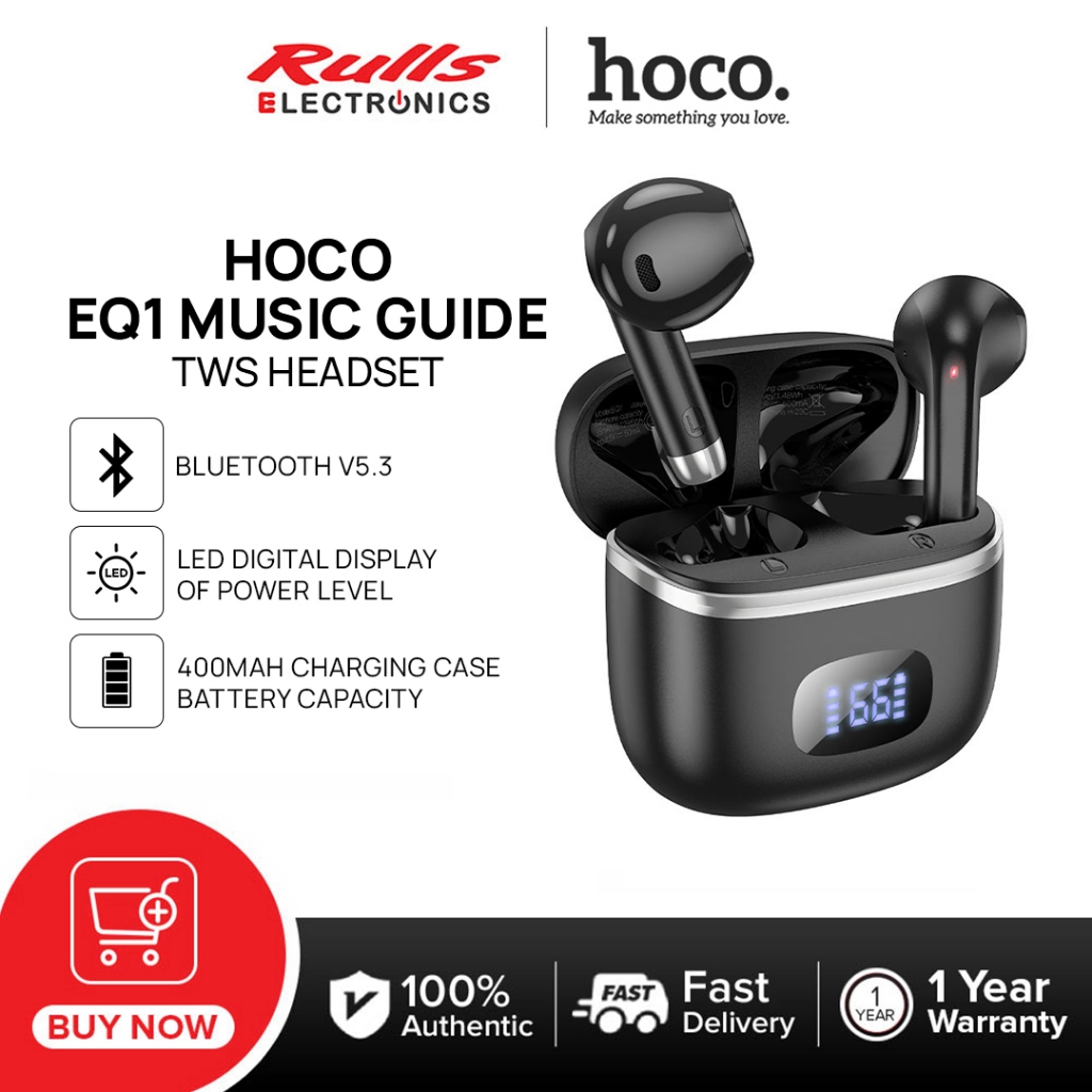 Hoco EQ1 Music Guide TWS Headset | Bluetooth 5.3 | 400mAh Battery ...