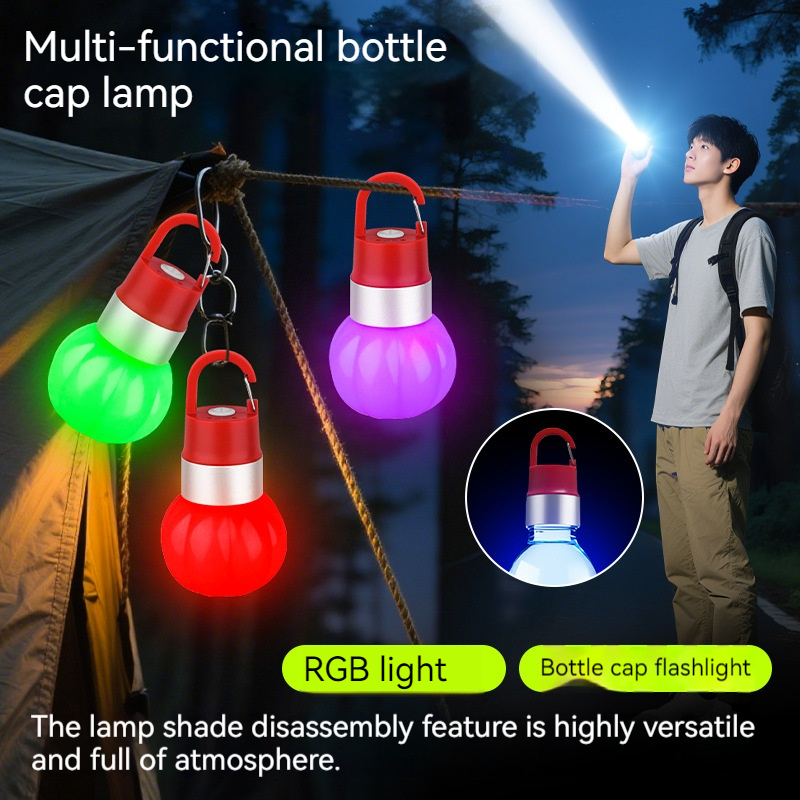 Outdoor camping lamp, atmosphere lamp, bottle cap lamp RGB Colorful ...