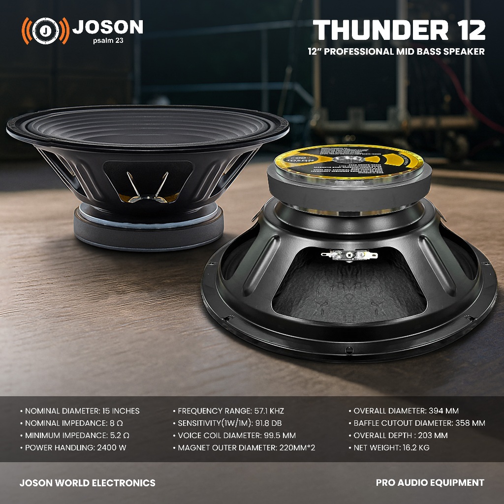 Joson THUNDER 12/15 Professional Bass Speaker IN OUT Voice coil