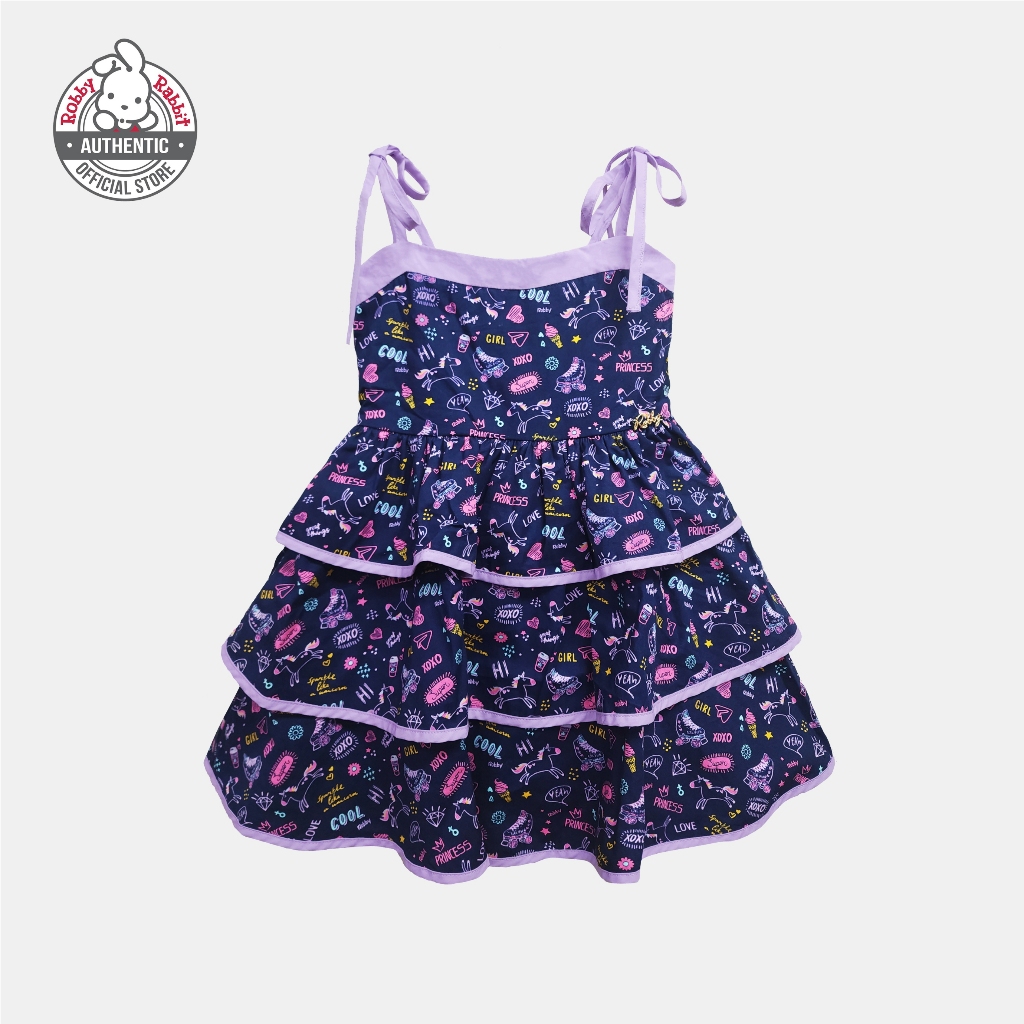 Robby Rabbit Unicorn Sparks Self Tie Layered Dress (Navy Blue) | Shopee ...