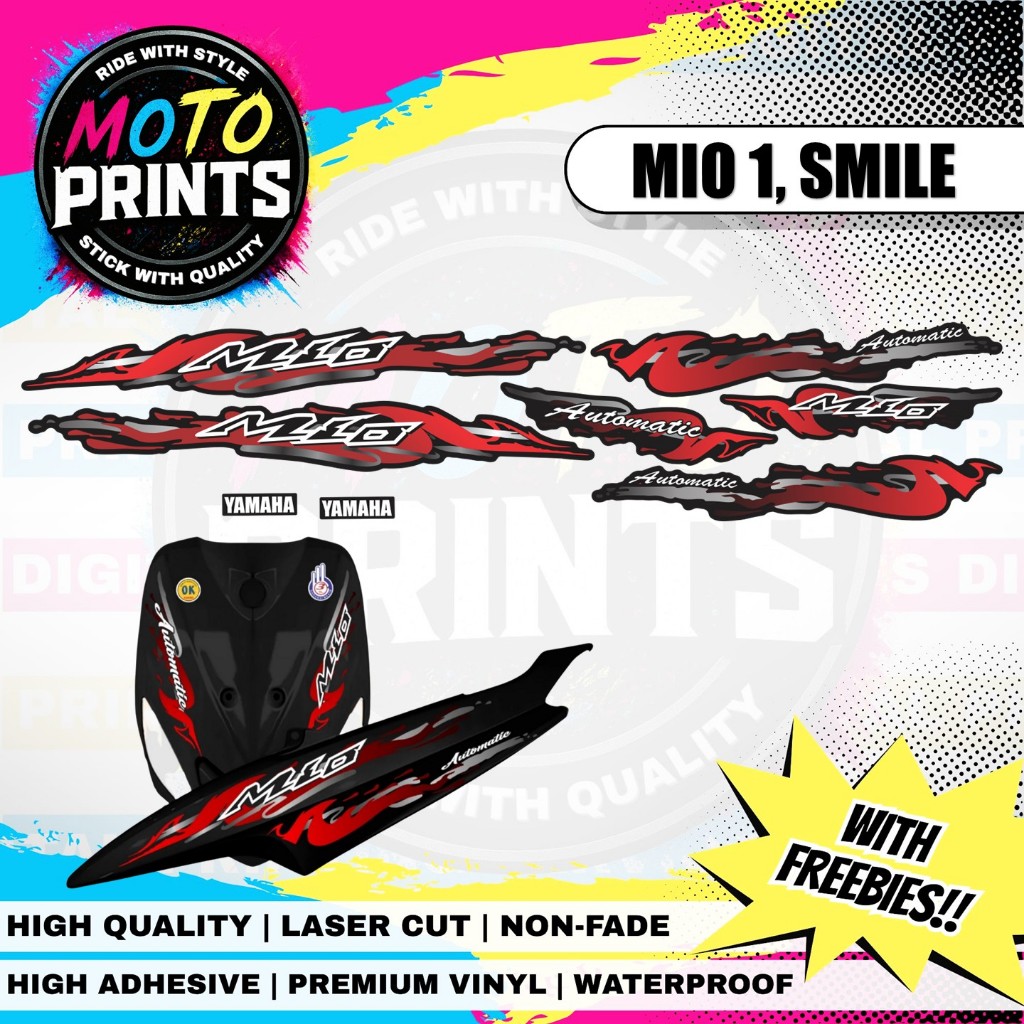 YAMAHA MIO 1 SMILE NEW STRIPING CLOUD DECALS (WATERPROOF, LAMINATED ...