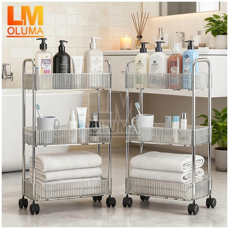 2/3/4 Layer Transparent Trolley Cart Bathroom Organizer Rack ...