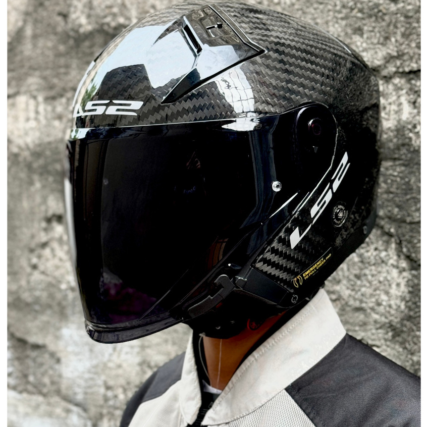 LS2 OF603 Infinity 2 Carbon Half Face Dual Visor Helmet for Motorcycle ...