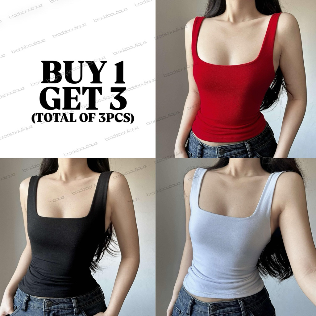 BUY 1 TAKE 2 (Total of 3pcs) ROB Square Neck Sando Tank Top Double ...
