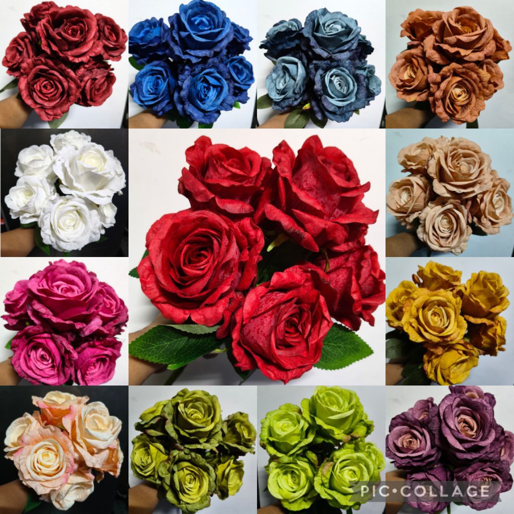 Artificial Dried Feel Ecuadorian Roses Red Roses Green Roses Blue Roses ...