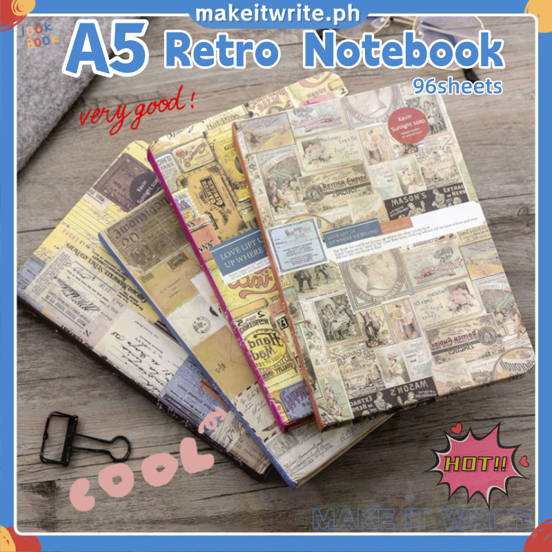 A5 Vintage European Notebook Retro Classic Notepad Thick Writing Kraft ...