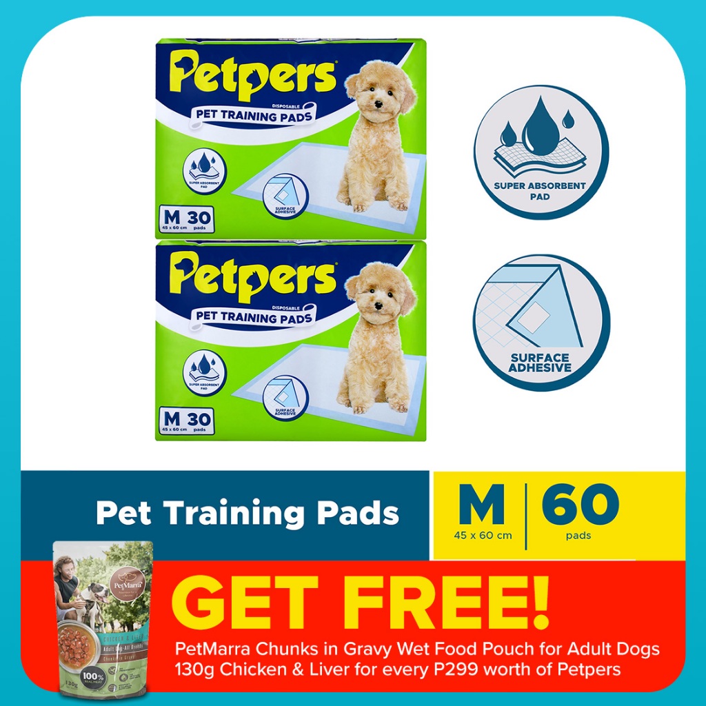 Petpers Pet Training Pads Medium 30's x 2 Packs (60 pcs) | Shopee ...