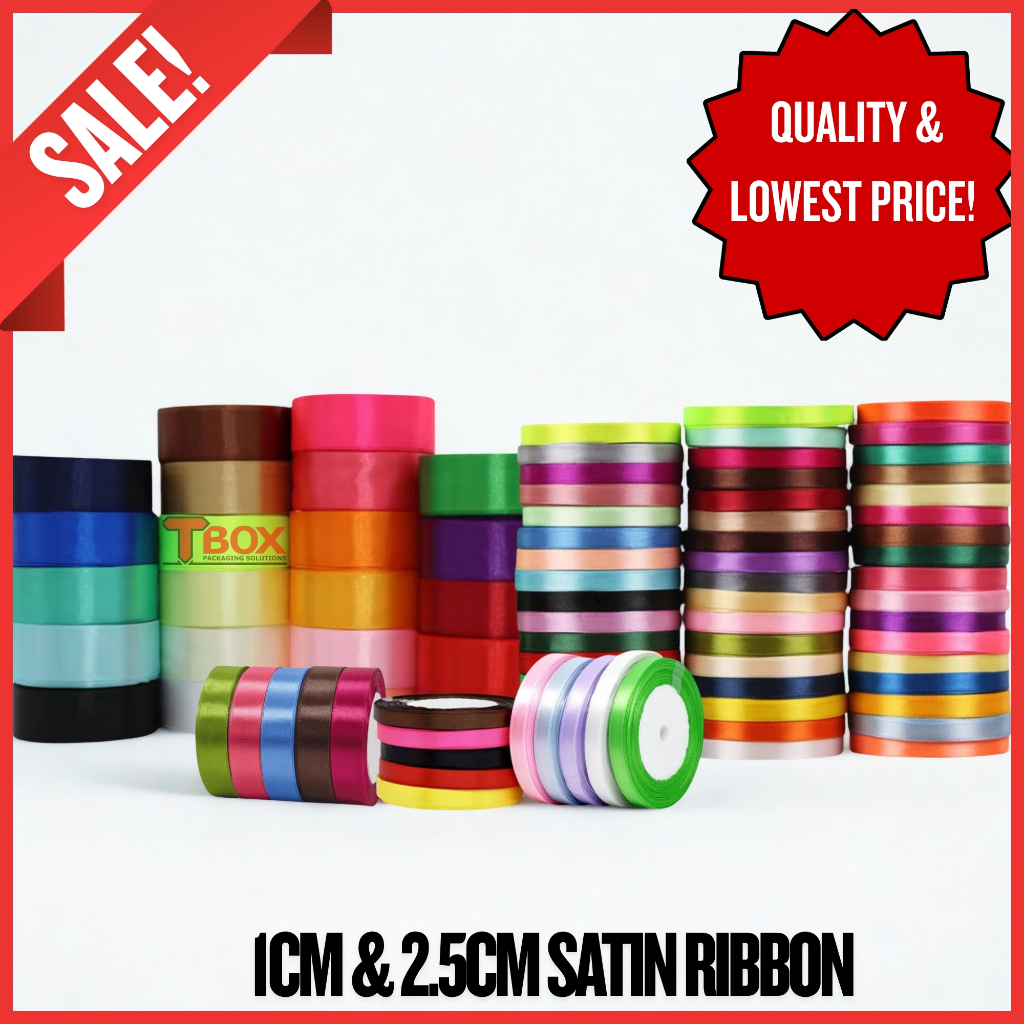(25 yards/roll) 1cm 2.5cm Satin Ribbon Wholesale Gift Packing Christmas ...