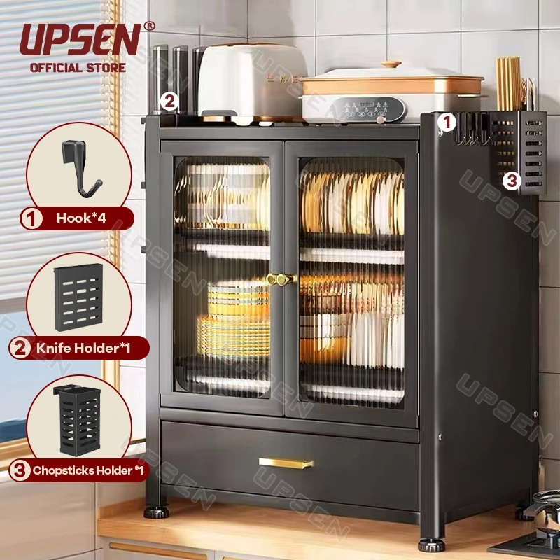 Dish Rack With Door And Drainer Kitchen Organizer Dish Cabinet Drawer ...