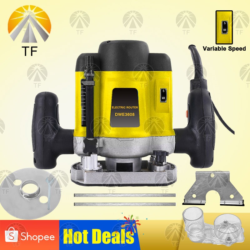 DWE3608 Plunge Router 1200W Plunge Wood Router 1/4 inches 6-8 mm ...