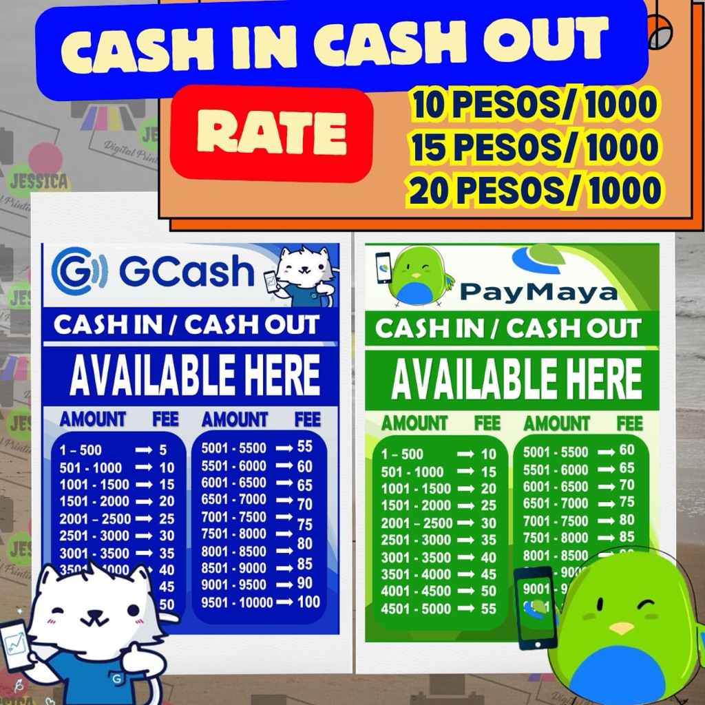 GCASH Or maya RATE PVC /SINTRABOARD/ LAMINATED | Shopee Philippines