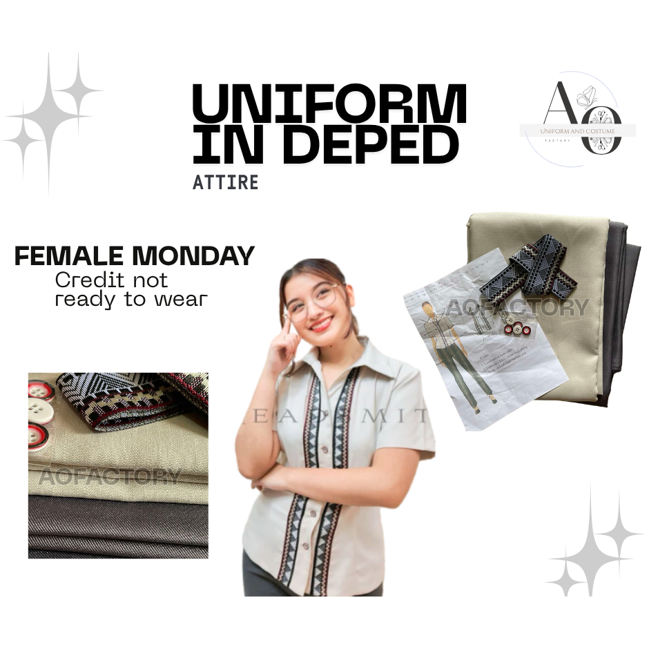 AOFACTORY- Deped School Uniform Female Teacher Attire form Monday to ...