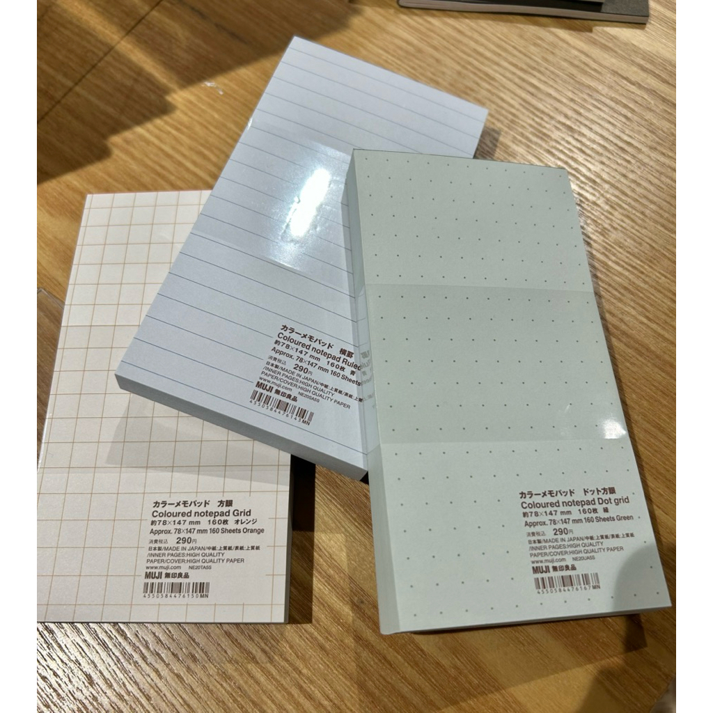MUJI notepad/ Grid/ Ruled/ Dot Grid/ 78x147mm/ 160 sheets | Shopee ...