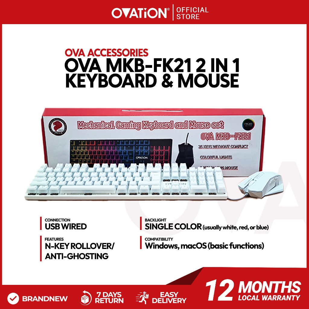 Ovation OVA MKB-FK21 Mechanical Gaming Keyboard and Gaming Mouse Set ...