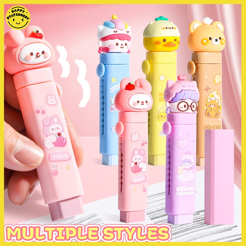 Push-Pull Refillable Rubber Cute Retractable Eraser Creative Pen Shape ...