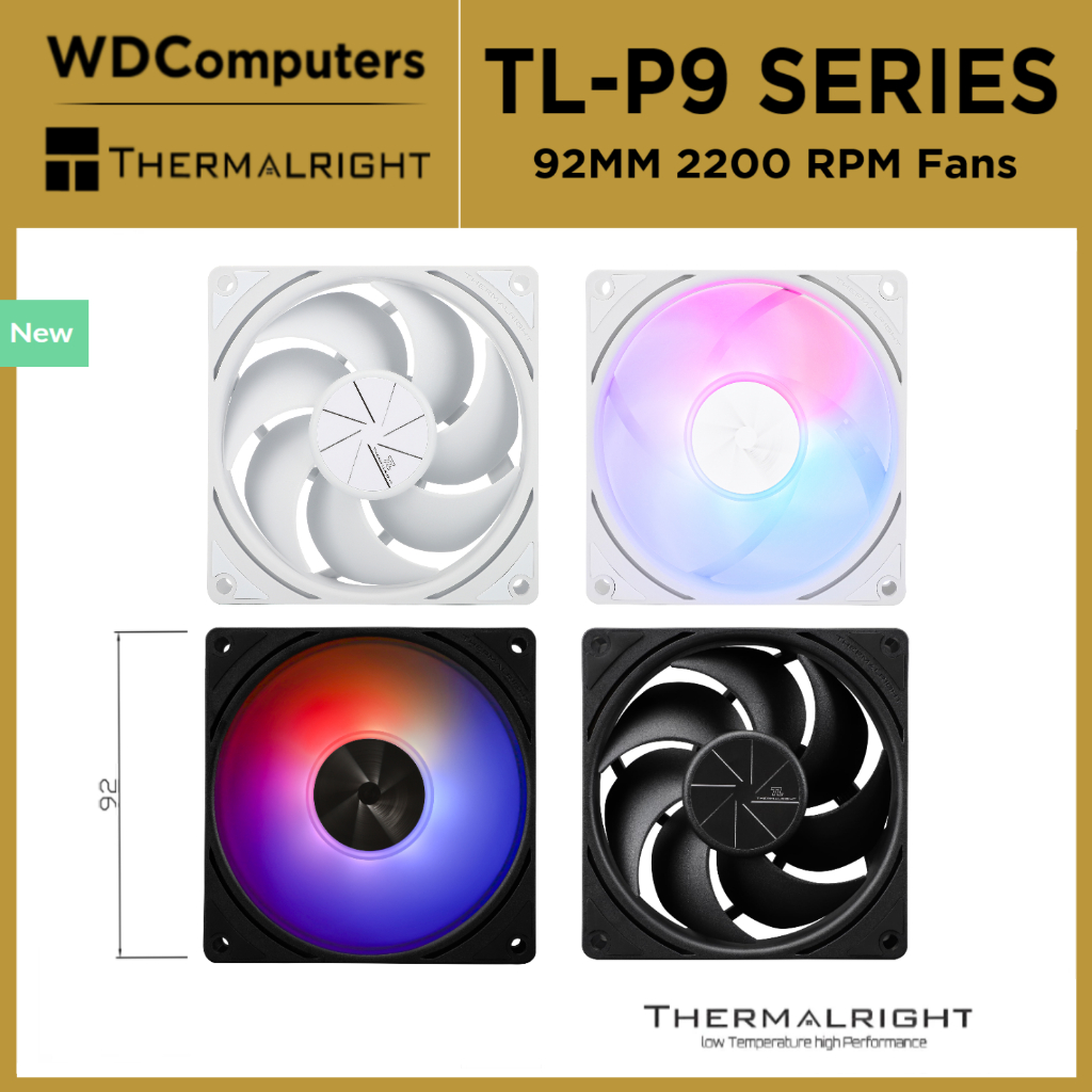 Thermalright TL-P9 Series CPU Fan PC Case Fan 4PIN PWM 92mm Computer ...