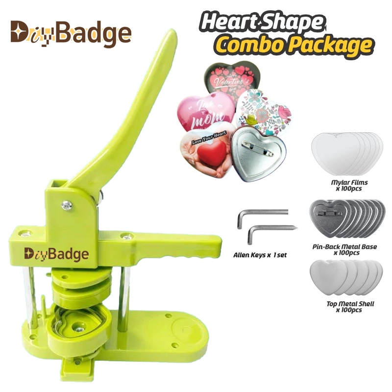 57x 53 Heart Shape Button Badge Machine | Love Shape Button Badge ...
