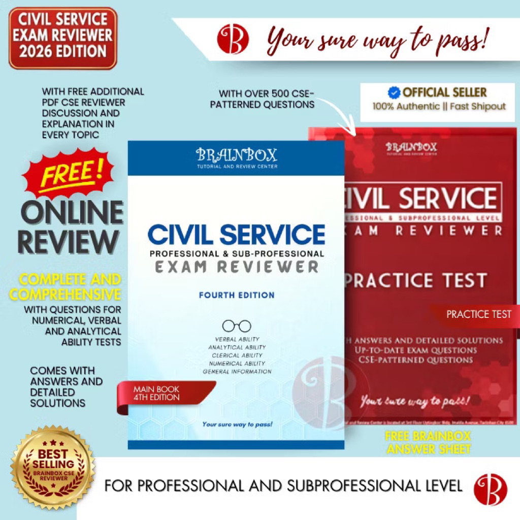 BRAINBOX REVIEWER-BUNDLE CIVIL SERVICE REVIEWER FOR 2026[Fourth Edition ...