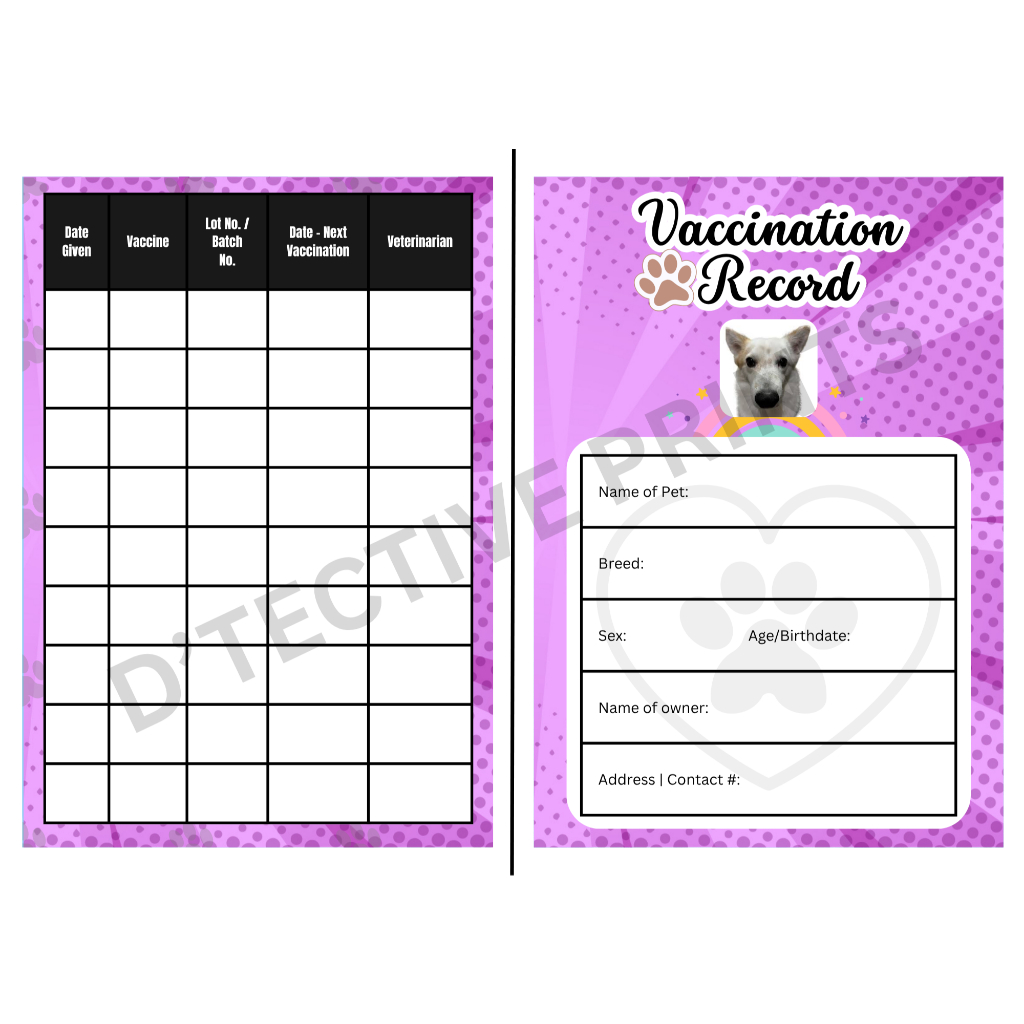 PET VACCINATION CARD (CUSTOMIZED COLOR) | Shopee Philippines