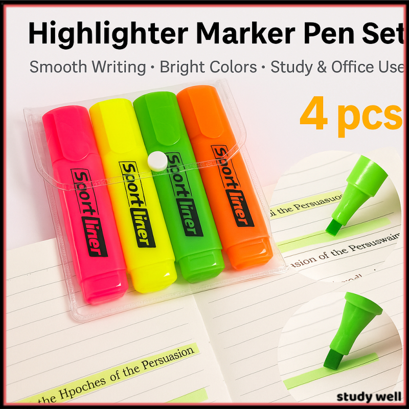 4 6pcs Highlighter Pen Set Colorful Marker For Student Writing School ...