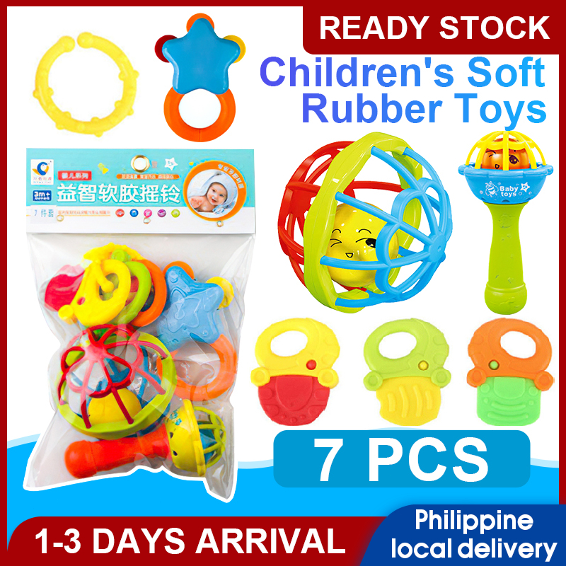 7pcs/set Baby Rattle Toys Infants Soft Teething Stick Colorful Rattles ...